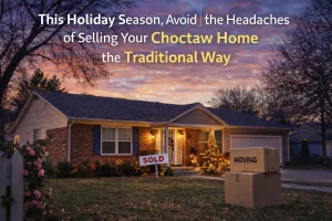 Choctaw Oklahoma home during the holidays, representing a stress-free alternative to traditional home selling.