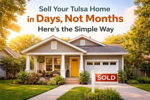 A well-kept Tulsa home with a sold sign, representing a fast and stress-free home selling option