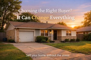 “warr acres oklahoma home exterior at sunset representing a stress-free as-is home sale with the right buyer”
