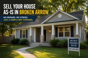 “Broken Arrow Oklahoma house for sale as-is with no repairs needed and fast cash home buying message for homeowners seeking a stress-free sale”